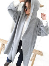 Hoodie wool coat, grey