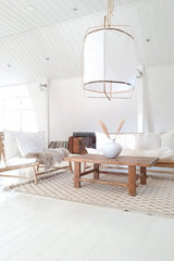 Bamboo lounge chair, white, 100x87x80cm