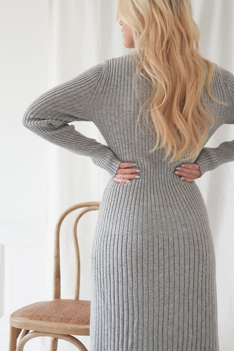 Alessia polo knit dress, grey
