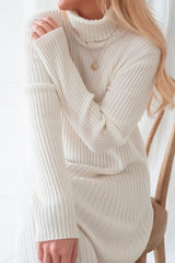 Alessia polo knit dress, white
