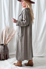 Aniston linen coat, taupe