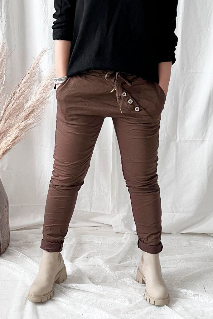 Casual cotton joggers, brownie