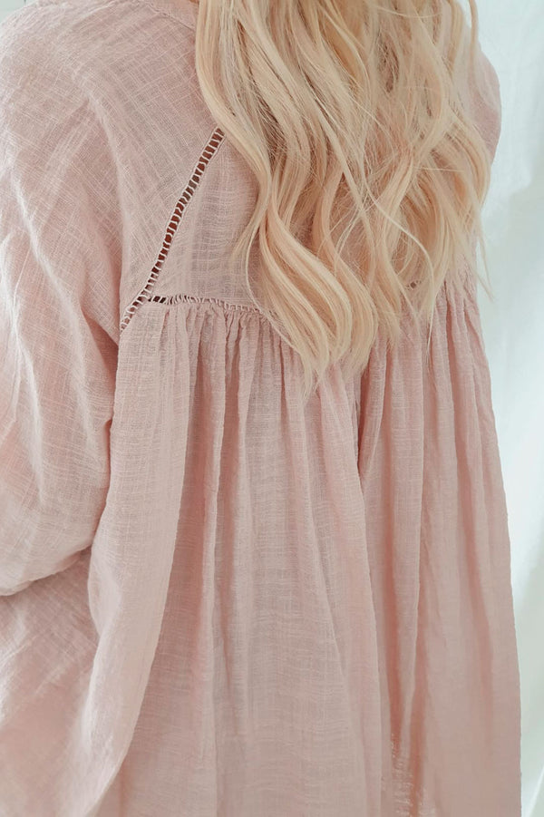 Chaya cotton shirt, light pink