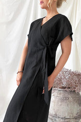 Claire linen dress, black