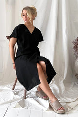 Claire linen dress, black