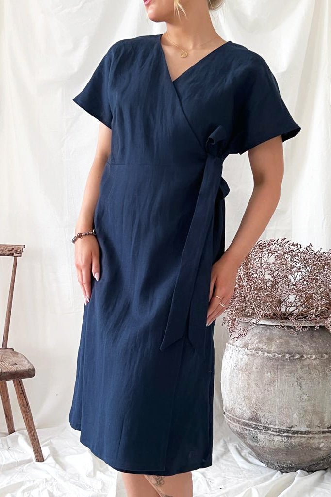 Claire linen dress, navy