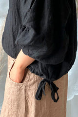 Desiree linen blouse, black