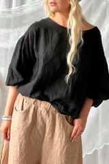 Desiree linen blouse, black
