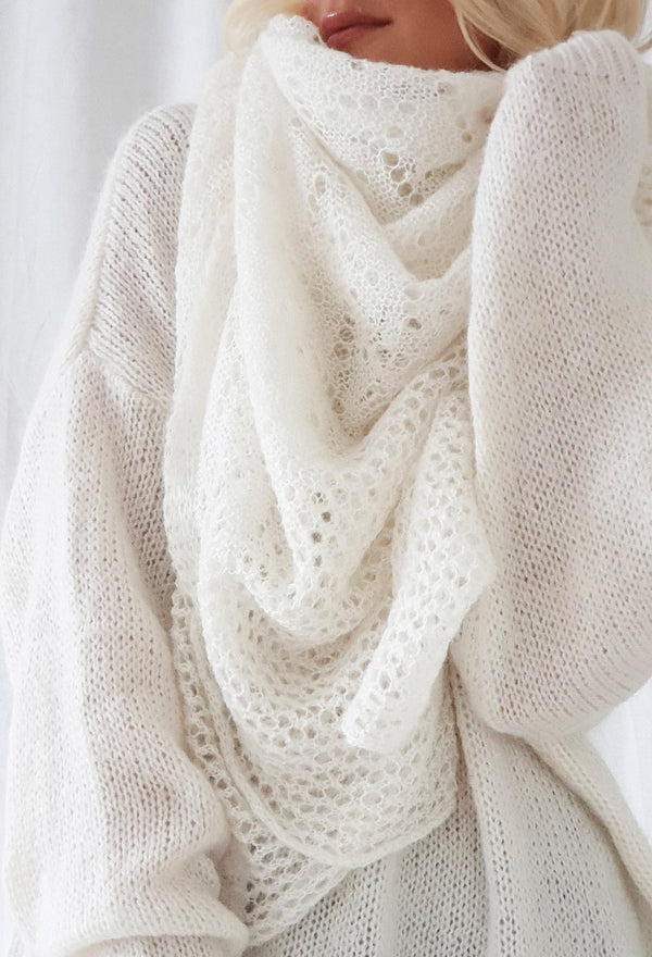 Dreamy mohair scarf, off white