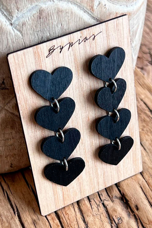 Heart earrings, black