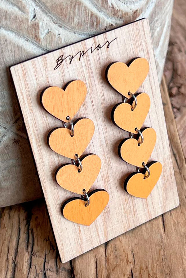 Heart earrings, ocher