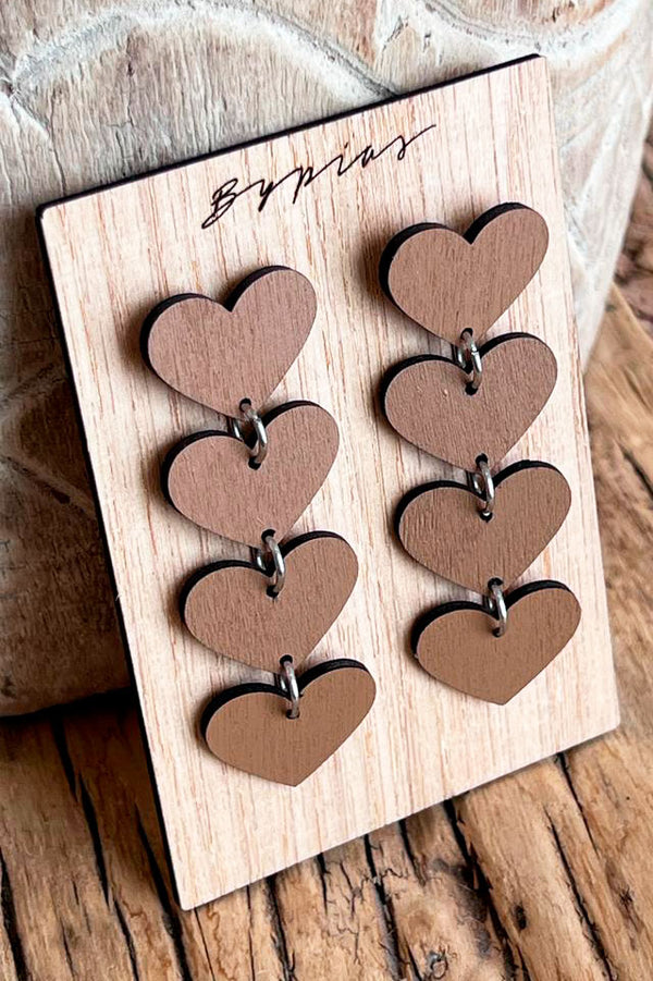 Heart earrings, taupe