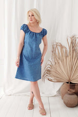 Isabel linen dress, denim blue
