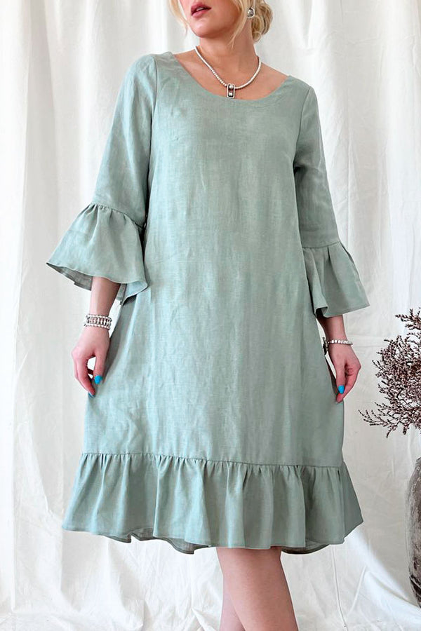 Juliet linen dress long, pastel green