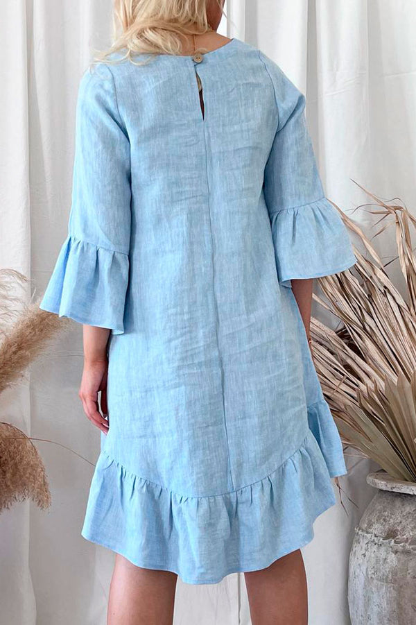 Juliet linen dress, oxford blue