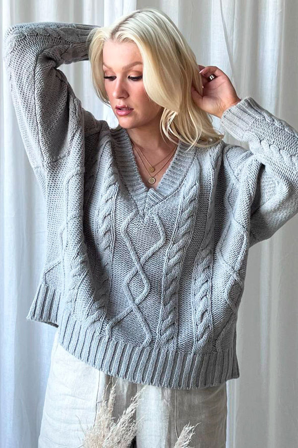Lauren braided knit, grey