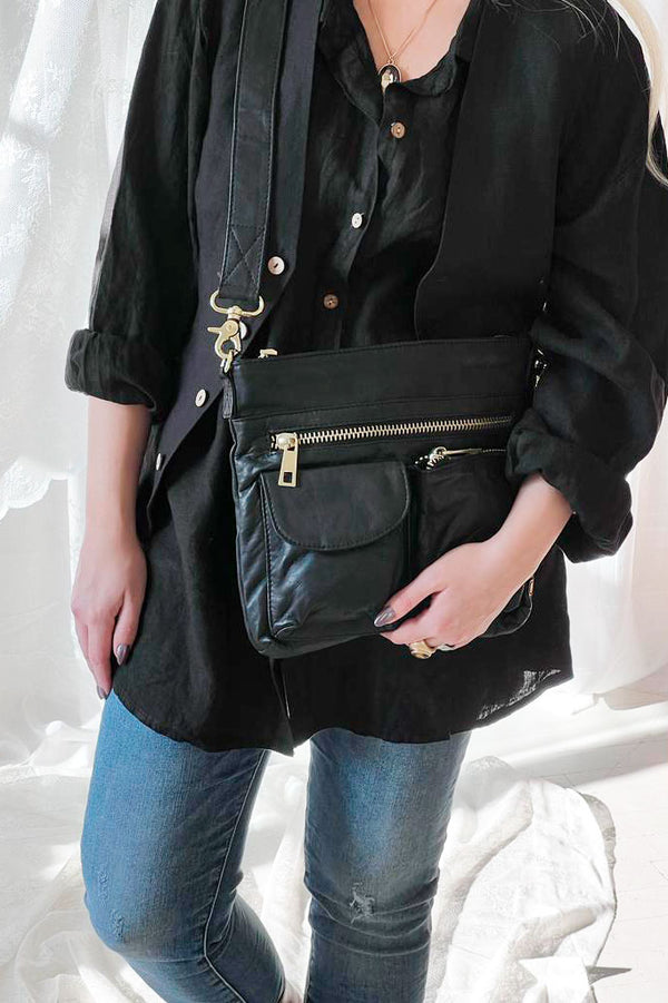 Livorno shoulder bag, black gold