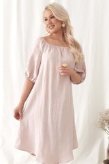 Louise linen dress, blush pink