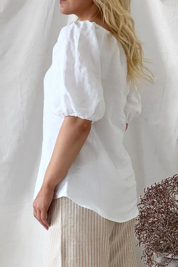 Louise linen shirt, white