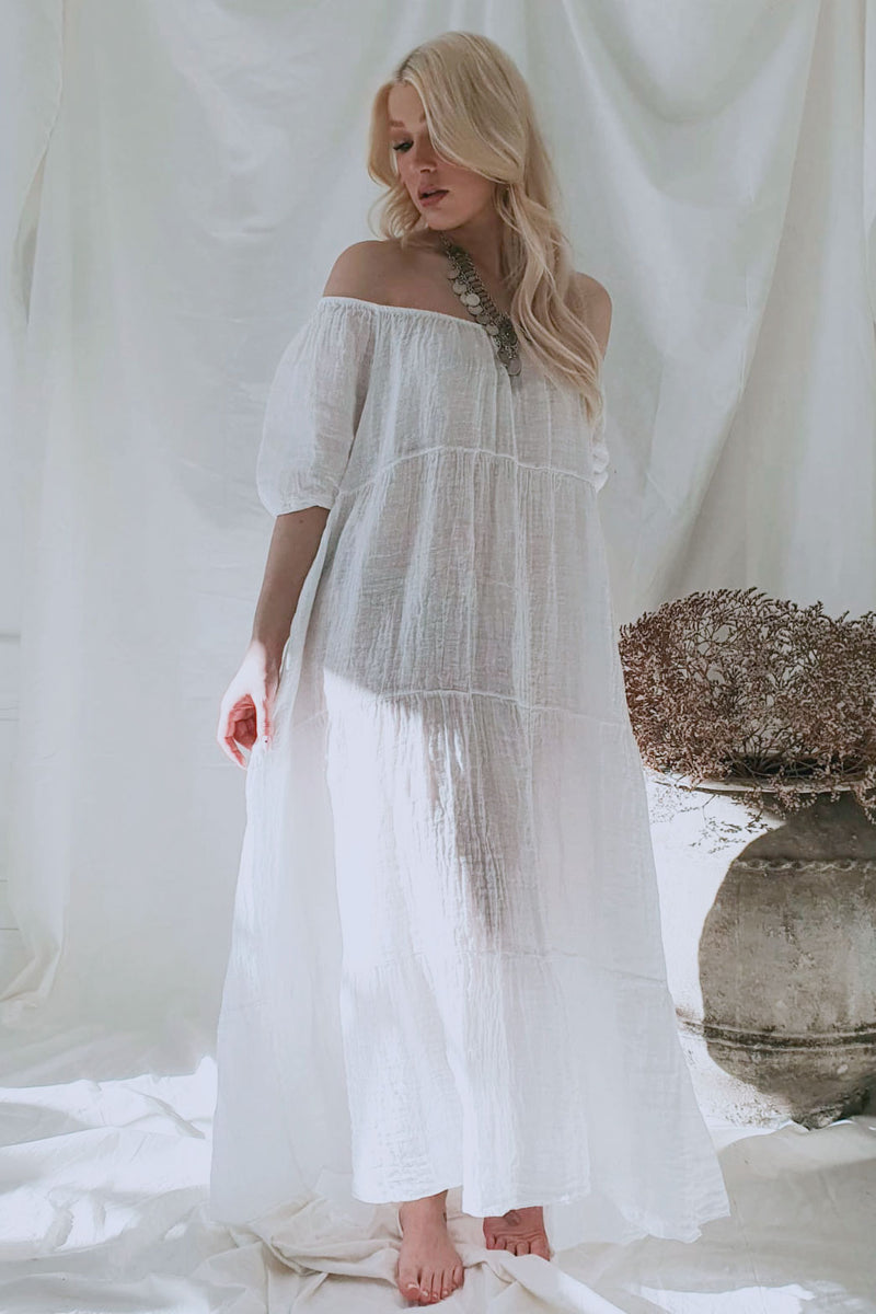 Magda linen dress, white