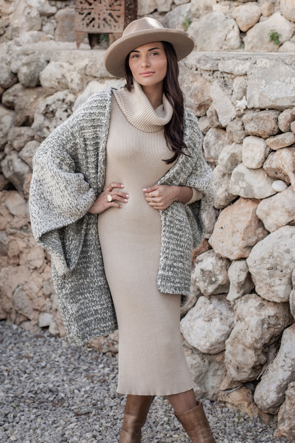 Maia polo knit dress, beige