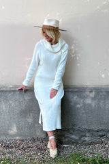 Maia polo knit dress, off white