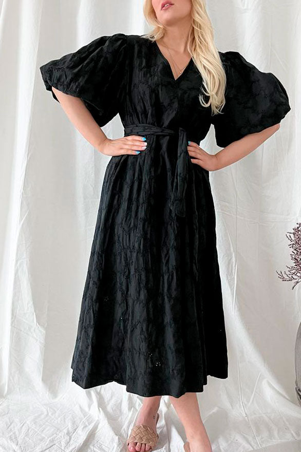 Monaco cotton dress, black