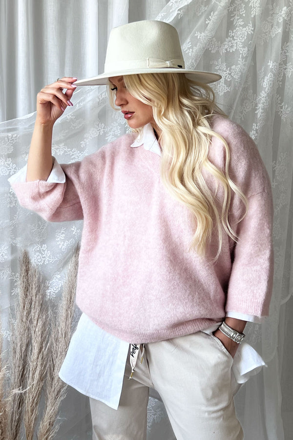 Norah alpaca blend knit, soft pink