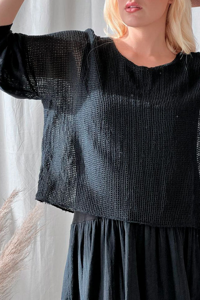 Octavia mesh dress, black