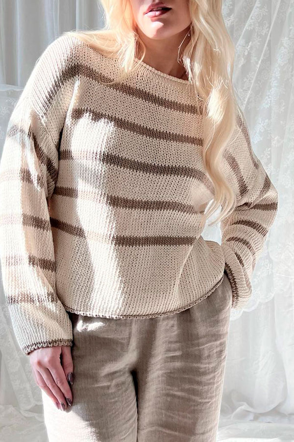 Relaxed jumper, taupe stripe