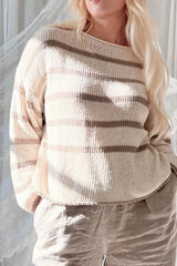Relaxed jumper, taupe stripe