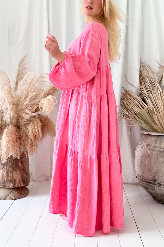 Rosanna cotton dress, miami pink
