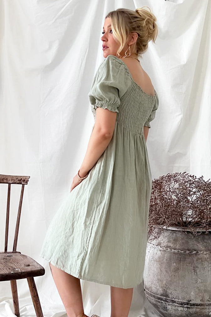 Shannon linen dress, pastel green