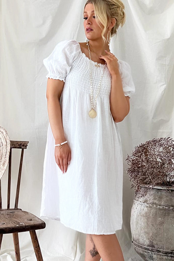 Shannon linen dress, white