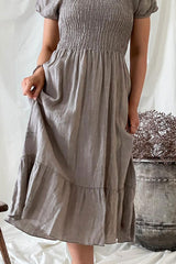 Shila linen dress, taupe