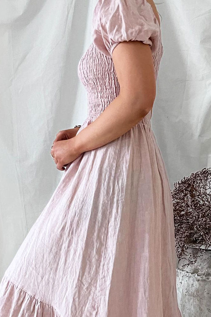 Shila linen dress, light pink