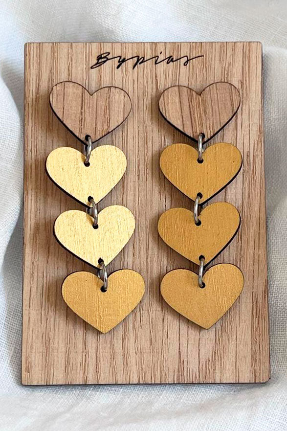 Oak heart earrings, gold