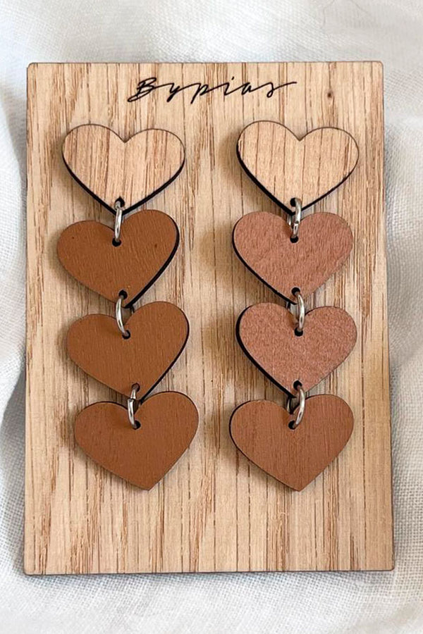 Oak heart earrings, sienna