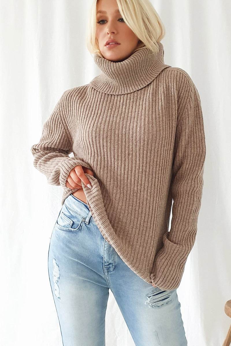 Timeless polo knit, taupe