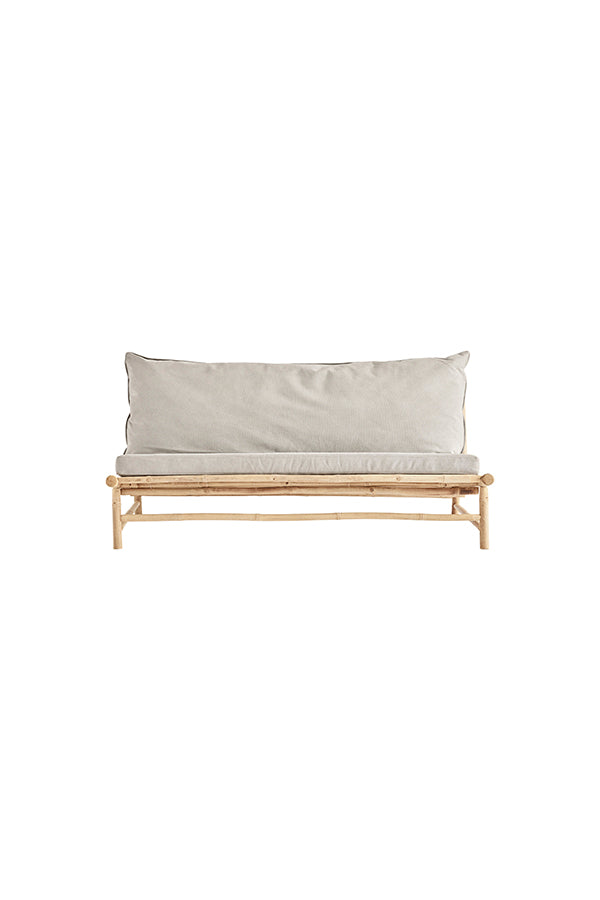 Bamboo lounge sofa, grey 160x87x80cm