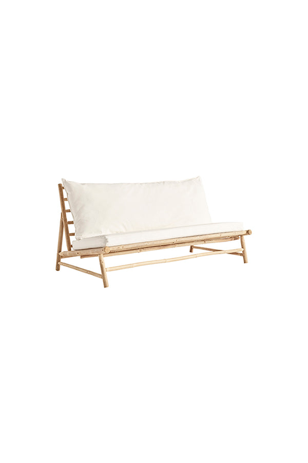 Bamboo lounge sofa, white, 160x87x80cm
