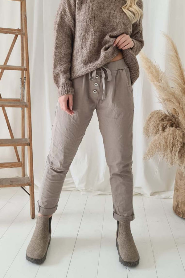 Perfect joggers buttons, taupe