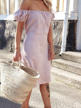 Isabel linen dress, blush pink