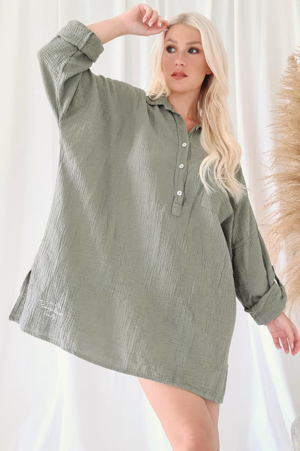 Soulmate cotton shirt, olive