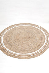 White stripe jute rug 160cm, natural