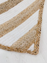 White stripe jute rug 80x140cm, natural